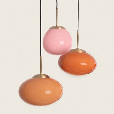 Lampa Wiszącza 3 szkalne Czerwone kule E14 Abruzzo Sfero