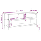 vidaXL Szafka pod TV, przydymiony dąb, 100x35x45 cm