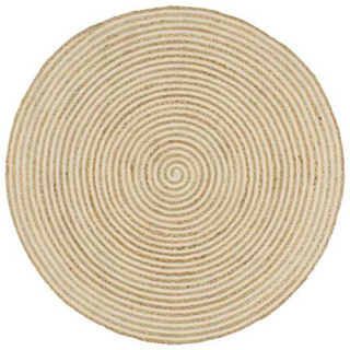 vidaXL Dywanik ręcznie wykonany z juty, spiralny wzór, biały, 150 cm