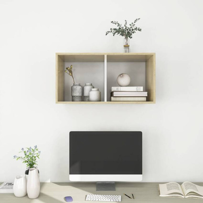 vidaXL Wisząca szafka pod TV, dąb sonoma i biel, 37x37x72 cm