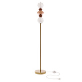 FLORES lampa podłogowa mosiężny+brązowy+pomarańczowy 15W LED 3000K klosz biały
