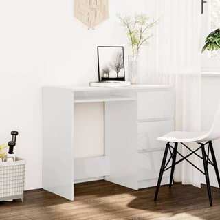 vidaXL Biurko, białe z połyskiem, 90x45x76 cm, materiał drewnopochodny
