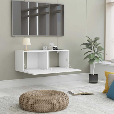 Szafka TV, biała, 80x30x30 cm, materiał drewnopochodny
