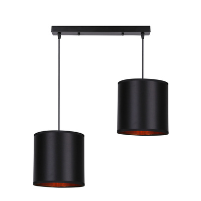 Lampa wisząca z abażurami Candida czarna podwójna metalowa do salonu