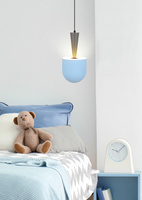 Lampa wisząca Visby Ledea metalowa szaro-niebieska E27 pojedyncza do salonu