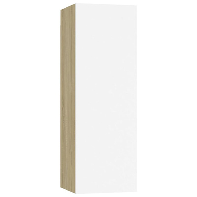 vidaXL Szafki telewizyjne, 2 szt., biel i dąb sonoma, 30,5x30x90 cm