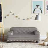 vidaXL Sofa dla dzieci, szara, 70x45x30 cm, sztuczna skóra