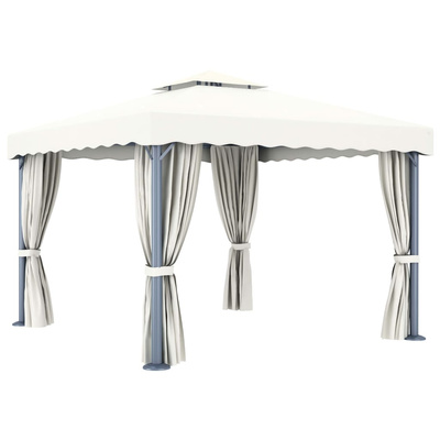vidaXL Altana ogrodowa z zasłonami, 3 x 3 m, kremowa, aluminium