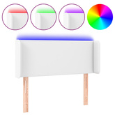 vidaXL Zagłówek do łóżka z LED, biały, 93x16x78/88 cm, sztuczna skóra