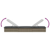 vidaXL Leżak z poduszką, 1 szt., szary, 201x55x62 cm, polirattan