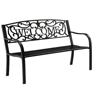 Ławka Ogrodowa Taras Ogród Park Metalowa Oparcie WELCOME Czarna 127 cm