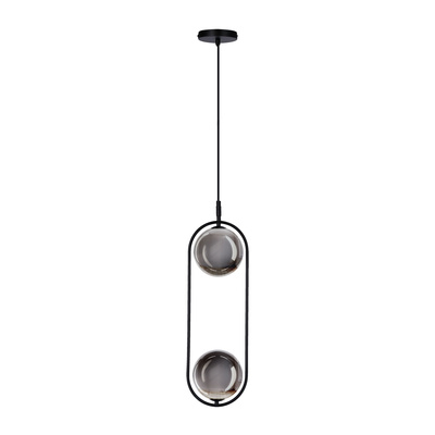 Lampa wisząca CORDEL elegancka - czarna z grafitowymi kloszami kulkami - minimalistyczne oświetlenie salonu 2x G9 LED