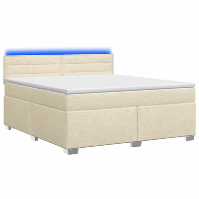 Łóżko Box Spring z materacem i LED kremowy 140 x 200 cm tkanina