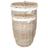 Kosz na pranie z pokrywą 2 pcs Naturalna szarość Rattan Kubu