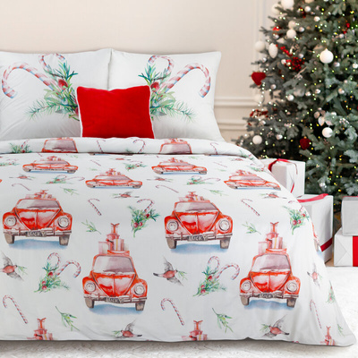 KOMPLET POŚCIELI ŚWIATECZNEJ CANDY 220 X 200 CM BIAŁY