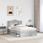 Ramka łóżka Betonowy Szary 135 x 190 cm Drewno inżynieryjne