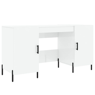 vidaXL Biurko białe z połyskiem, 140x50x75 cm, materiał drewnopochodny