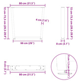 Nogi do stołu jadalnego w kształcie litery V 3 szt. Czarne 80x(72-73,3) cm Stalowe
