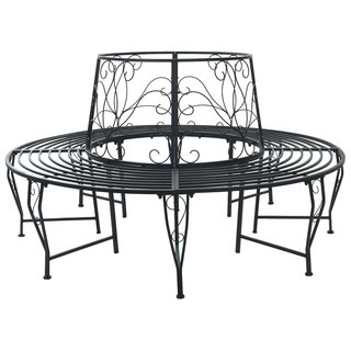 Ławka Drzewna 8 -osobowy Ø 160 x 89 cm steel Czarny Okrągły