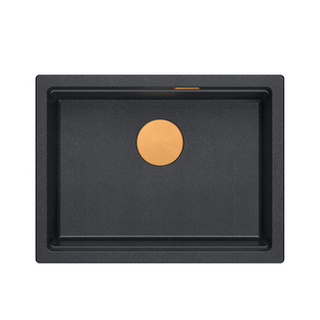 LOGAN 100 GraniteQ zlewozmywak black diamond 59,5x45,1x21,5 cm 1-komorowy wpuszczany z syfonem manualnym miedziany