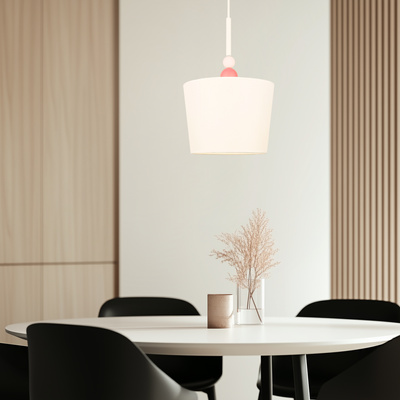 Lampa wisząca z abażurem Bebe biała do salonu E27 pojedyncza