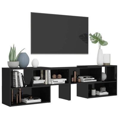 vidaXL Szafka pod TV, czarna, wysoki połysk, 149x30x52 cm