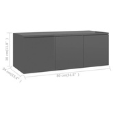 vidaXL Szafka pod TV, szara, wysoki połysk, 80x34x30 cm