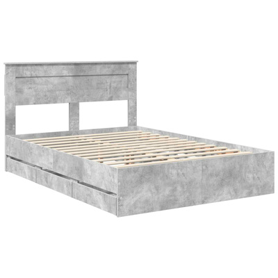 Ramka łóżka Betonowy szary 140 x 190 cm Drewno inżynieryjne