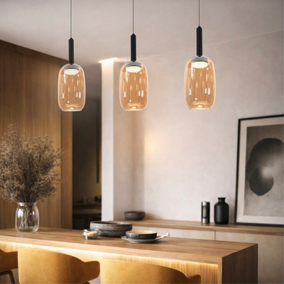 Lampa wisząca Bueno szklana bursztynowy klosz pojedyncza GX53