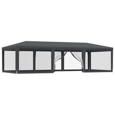 vidaXL Namiot imprezowy z 8 ścianami z siatki, antracyt, 9x4 m, HDPE