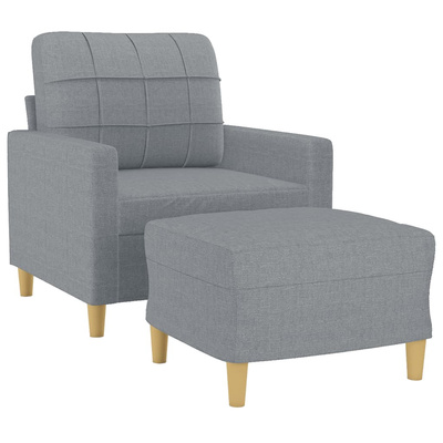vidaXL Fotel z podnóżkiem, jasnoszary, 60 cm, obity tkaniną model standard