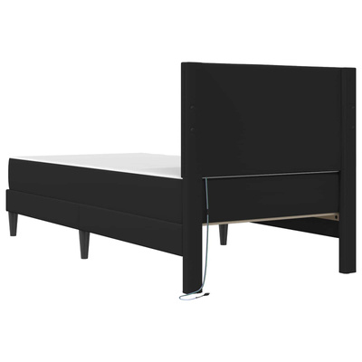 Ramka łóżka z paskami LED Czarny 90 x 200 cm Ekoskóra
