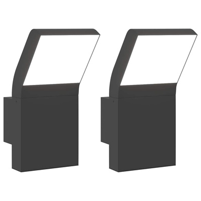 Kinkiety zewnętrzne LED, 2 szt., czarne, odlewane aluminium