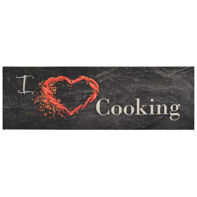 vidaXL Dywanik kuchenny, wzór z napisem Cooking, czarny, 60x180 cm