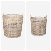 Kosz na rośliny 2 szt. Naturalna szarość Rattan Kubu