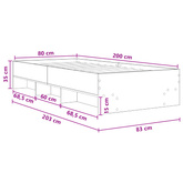 Ramka łóżka Betonowy szary 80 x 200 cm Drewno inżynieryjne