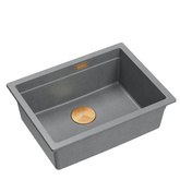 LOGAN 100 GraniteQ zlewozmywak silver stone 59,5x45,1x21,5 cm 1-komorowy wpuszczany z syfonem manualnym miedziany