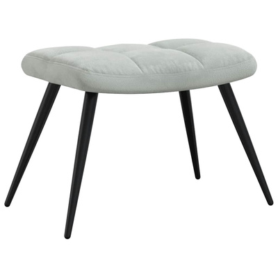 Fotel z podnóżkiem, jasnoszary, obity aksamitem model standard