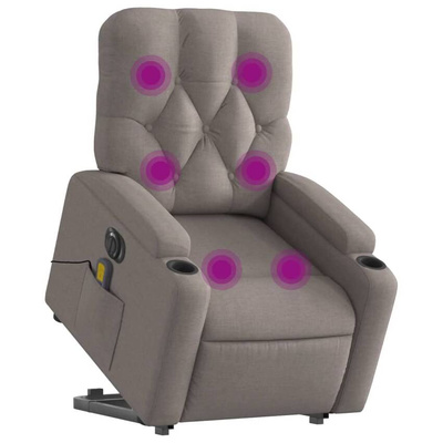 vidaXL Podnoszony fotel masujący, elektryczny, rozkładany, kolor taupe
