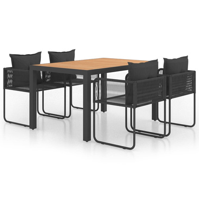 5-częściowy zestaw mebli ogrodowych, rattan PVC, czarno-brązowy