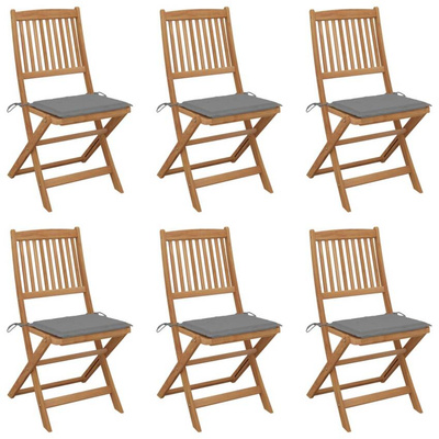 vidaXL Składane krzesła ogrodowe z poduszkami, 6 szt., drewno akacjowe wariant 35