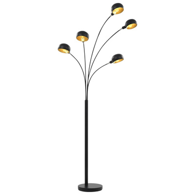 Lampa stojąca, 200 cm, 5 x E14, czarno-złota