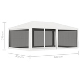 vidaXL Namiot imprezowy z 4 siatkowymi ściankami, 4x6 m, biały