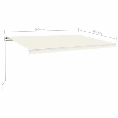 Ręcznie zwijana markiza z LED, 500x350 cm, kremowa