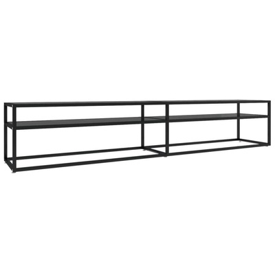 vidaXL Szafka pod TV, czarna, 220x40x40,5 cm, szkło hartowane
