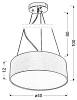 Lampa wisząca z abażurem Kioto szara 40 cm nowoczesna do salonu