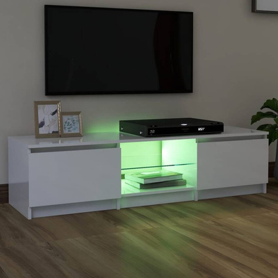 vidaXL Szafka pod TV z LED, biała, wysoki połysk, 140x40x35,5 cm