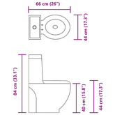 Ceramiczna toaleta ze spłuczką, okrągła, odpływ pionowy, biała