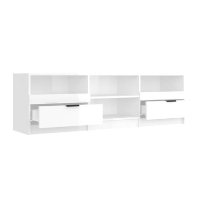 vidaXL Szafka pod TV, wysoki połysk, biała, 150x33,5x45 cm