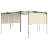 vidaXL Altana ogrodowa z zasłoną boczną, 4 x 3 x 2,25 m, kremowa